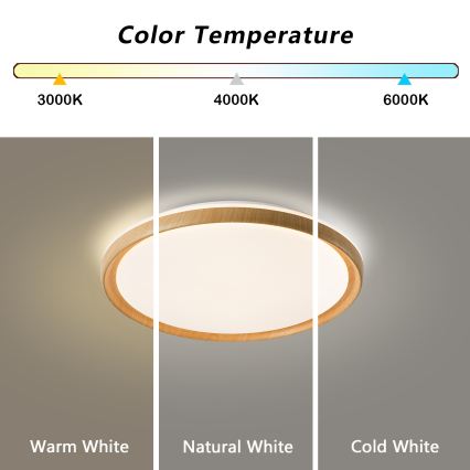 Brilagi - LED stmievateľné stropné svietidlo RIVO LED/72W/230V 3000-6000K dekor dreva pr. 50 cm + diaľkové ovládanie