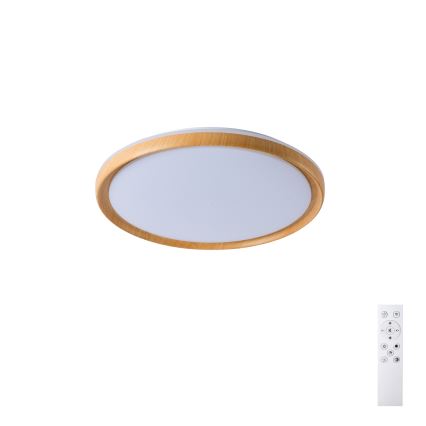 Brilagi - LED stmievateľné stropné svietidlo RIVO LED/72W/230V 3000-6000K dekor dreva pr. 50 cm + diaľkové ovládanie