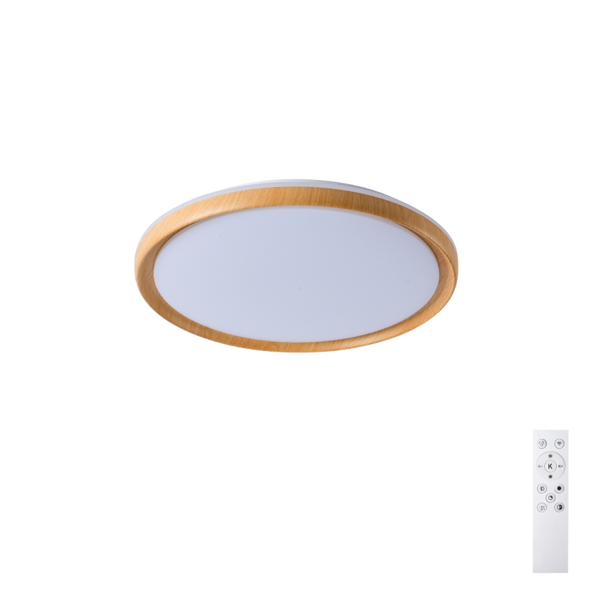 Brilagi - LED stmievateľné stropné svietidlo RIVO LED/72W/230V 3000-6000K dekor dreva pr. 50 cm + diaľkové ovládanie