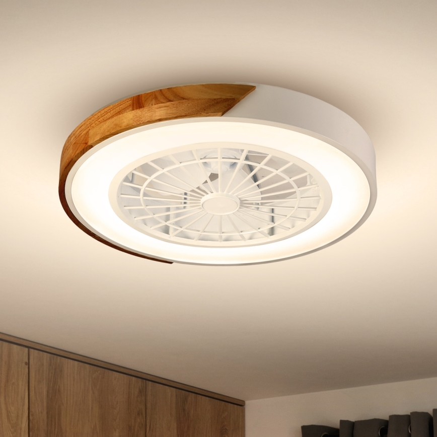 Brilagi - LED Stmievateľné stropné svietidlo s ventilátorom LED/30W/230V 3000-6500K biela/dub + diaľkové ovládanie