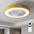 Brilagi - LED stmievateľné stropné svietidlo s ventilátorom LED/38W/230V 3000-6500K 3000-6500K pr. 50 cm zlatá/dub + diaľkové ovládanie