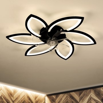 Brilagi - LED Stmievateľné stropné svietidlo s ventilátorom LED/50W/230V 3000-6500K čierna + diaľkové ovládanie