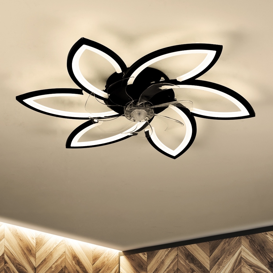 Brilagi - LED Stmievateľné stropné svietidlo s ventilátorom LED/50W/230V 3000-6500K čierna + diaľkové ovládanie