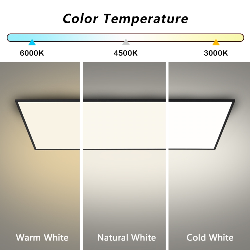 Brilagi - LED stmievateľné stropné svietidlo SLIMFRAME LED/80W/230V 120x60 cm 3000-6000K čierna + diaľkové ovládanie