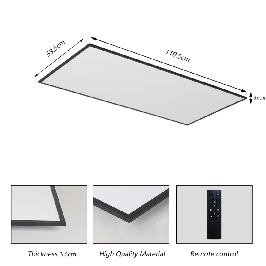Brilagi - LED stmievateľné stropné svietidlo SLIMFRAME LED/80W/230V 120x60 cm 3000-6000K čierna + diaľkové ovládanie