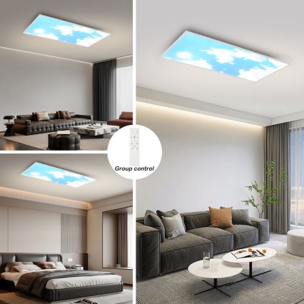 Brilagi - LED stmievateľné stropné svietidlo SLIMFRAME SKY LED/80W/230V 120x60 cm 3000-6000K strieborné/modré + diaľkové ovládanie