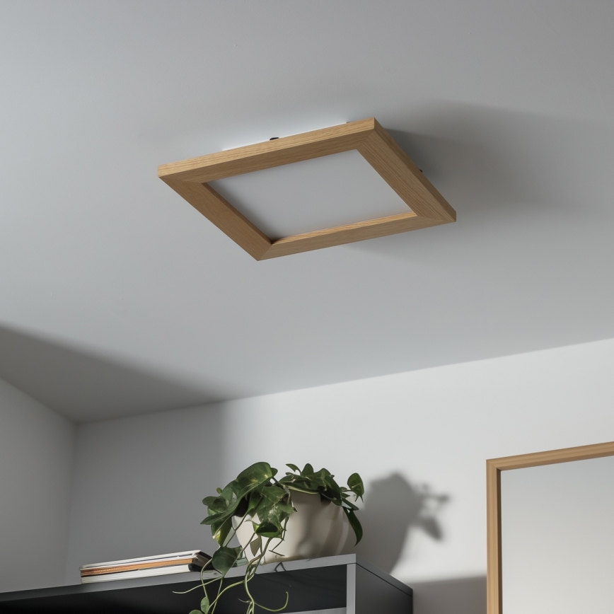 Brilagi - LED Stmievateľné stropné svietidlo SLIMFRAME WOOD LED/25W/230V 34x34 cm 3000-6000K hnedá + diaľkové ovládanie