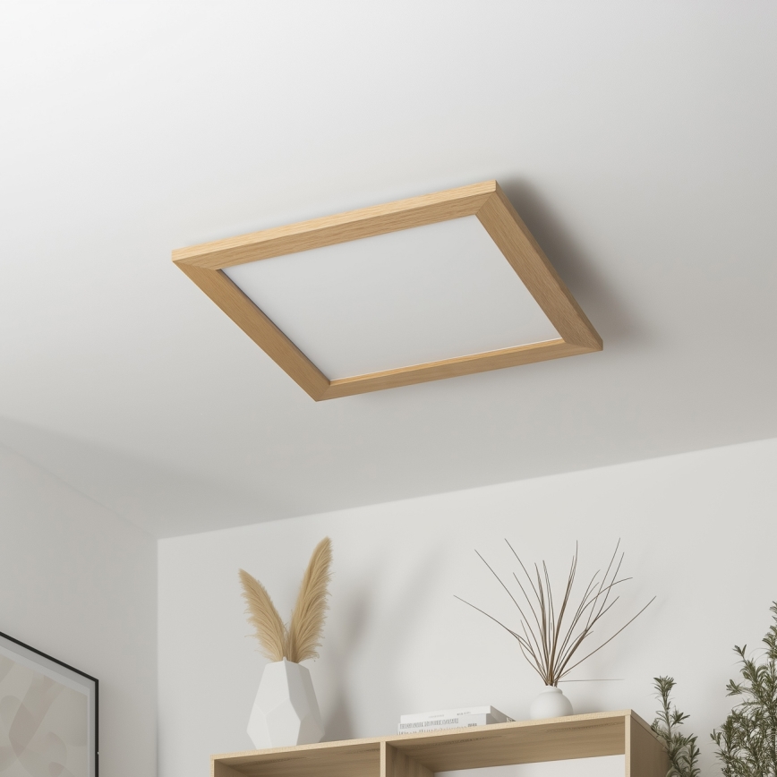 Brilagi - LED Stmievateľné stropné svietidlo SLIMFRAME WOOD LED/36W/230V 49,5x49,5 cm 3000-6000K hnedá + diaľkové ovládanie