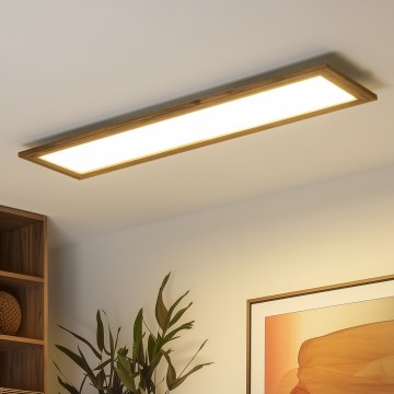 Brilagi - LED stmievateľné stropné svietidlo SLIMFRAME WOOD LED/58W/230V 124x33,7 cm 3000-6000K hnedé + diaľkové ovládanie