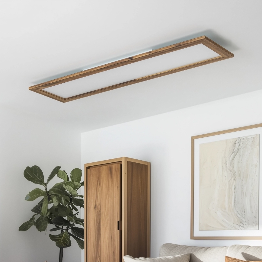 Brilagi - LED Stmievateľné stropné svietidlo SLIMFRAME WOOD LED/58W/230V 124x34 cm 3000-6000K hnedá + diaľkové ovládanie