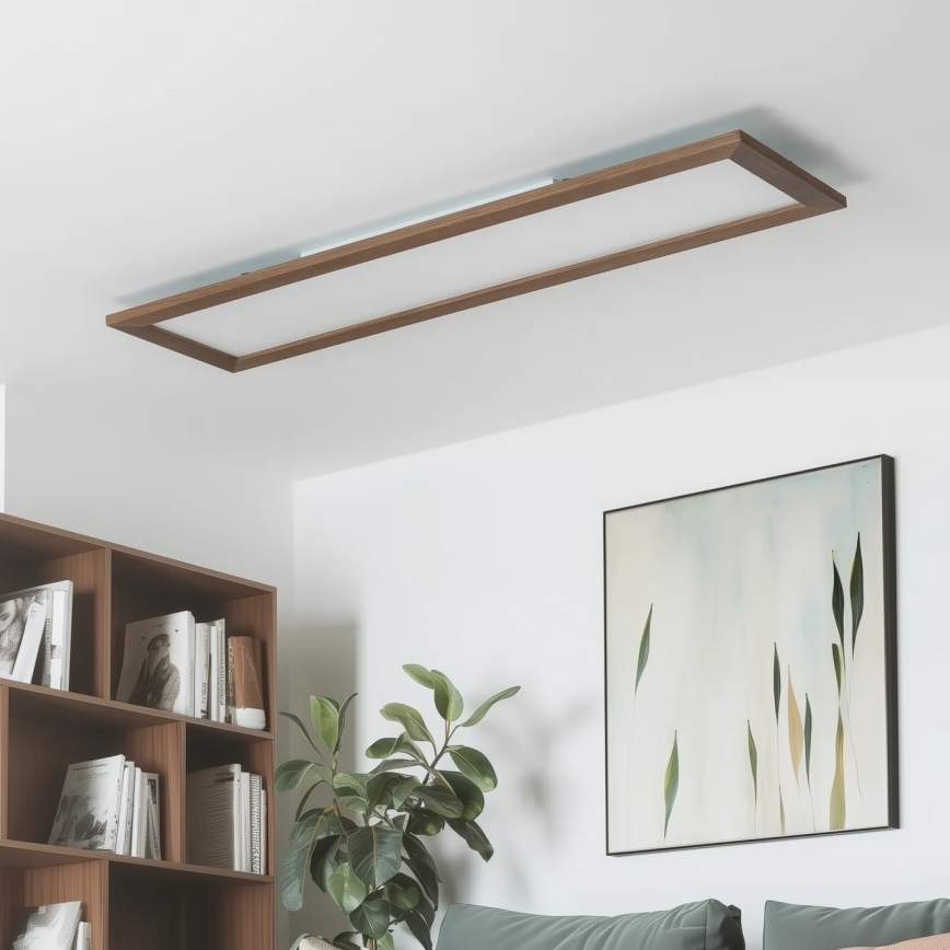 Brilagi - LED Stmievateľné stropné svietidlo SLIMFRAME WOOD LED/58W/230V 124x34 cm 3000-6000K tmavohnedá + diaľkové ovládanie