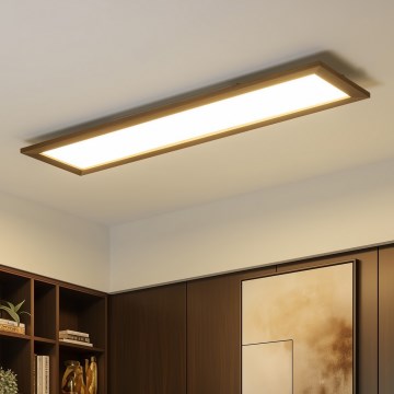Brilagi - LED stmievateľné stropné svietidlo SLIMFRAME WOOD LED/58W/230V 124x34 cm 3000-6000K tmavohnedé + diaľkové ovládanie