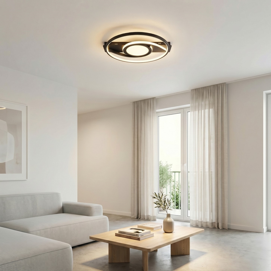 Brilagi - LED stmievateľné stropné svietidlo TWIRL LED/38W/230V 3000-6000K čierne + diaľkové ovládanie