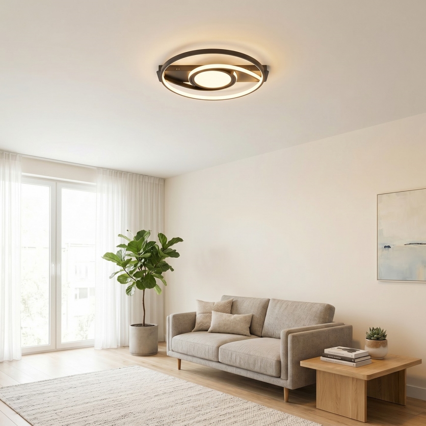 Brilagi - LED stmievateľné stropné svietidlo TWIRL LED/38W/230V 3000-6000K čierne + diaľkové ovládanie