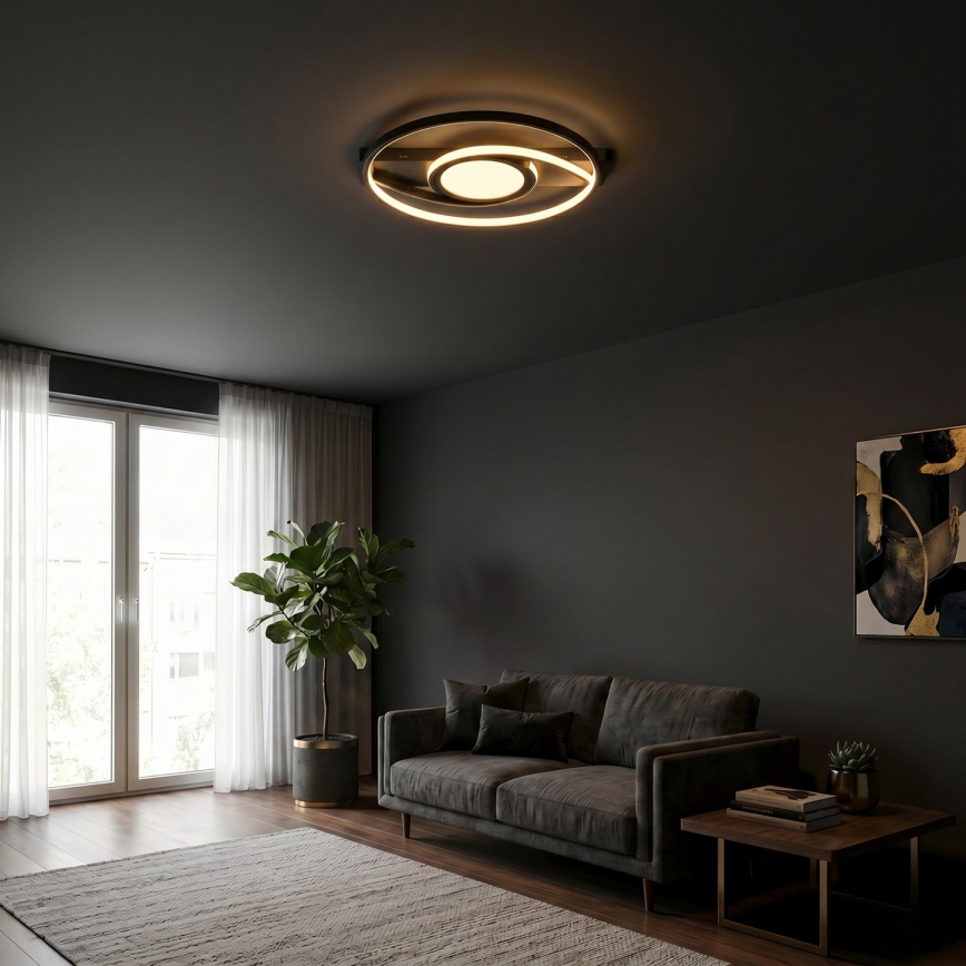 Brilagi - LED stmievateľné stropné svietidlo TWIRL LED/38W/230V 3000-6000K čierne + diaľkové ovládanie