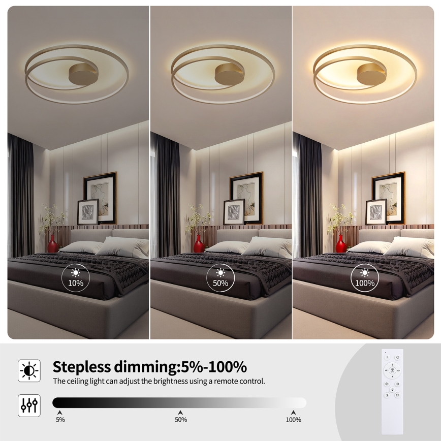 Brilagi - LED stmievateľné stropné svietidlo TWISTER LED/105W/230V 3000-6000K pr. 100 cm zlatá + diaľkové ovládanie