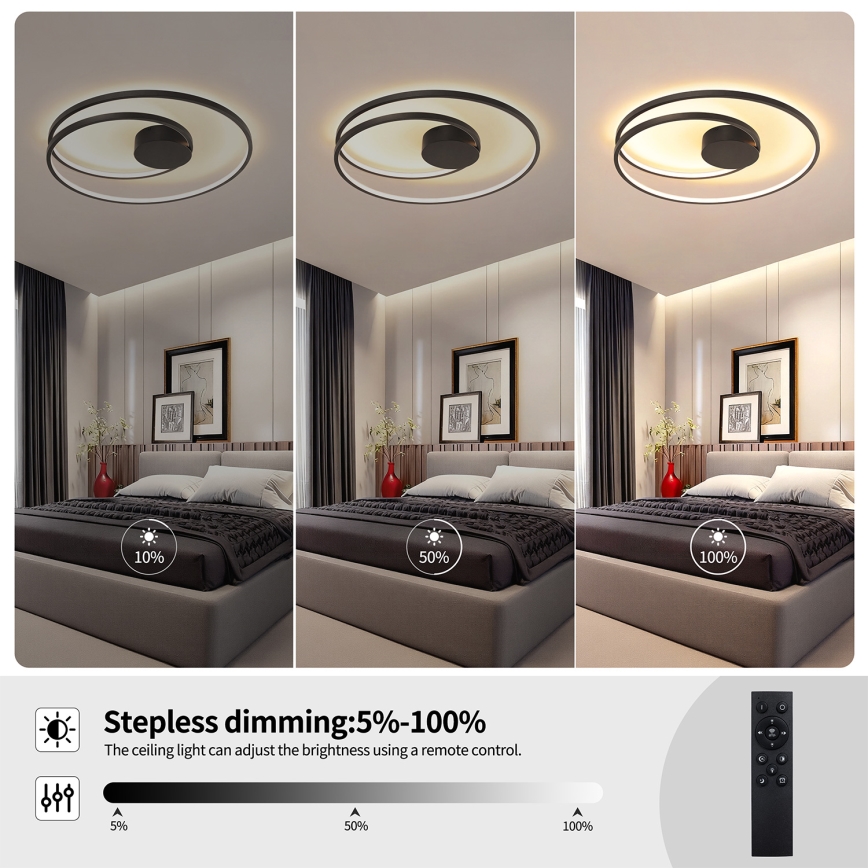 Brilagi - LED Stmievateľné stropné svietidlo TWISTER LED/75W/230V 3000-6000K pr. 70 cm čierna + diaľkové ovládanie