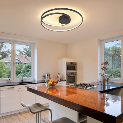 Brilagi - LED Stmievateľné stropné svietidlo TWISTER LED/75W/230V 3000-6000K pr. 70 cm čierna + diaľkové ovládanie