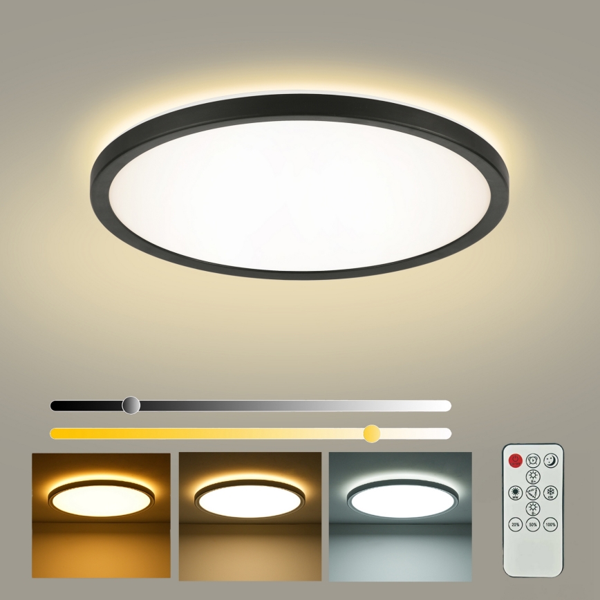 Brilagi - LED stmievateľné stropné svietidlo ULTRA SLIM LED/24W/230V 2700-6500K pr. 42 cm čierne + diaľkové ovládanie