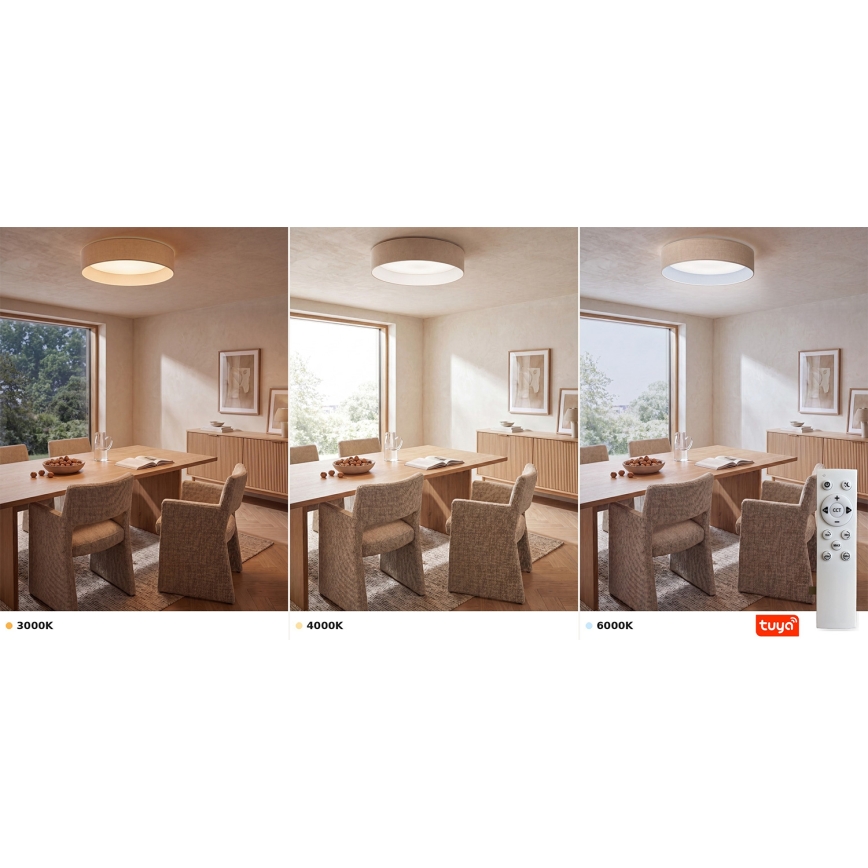 BRILAGI - LED stmievateľné stropné svietidlo VELVET SMARTIX STARS LED/36W/230V 3000-6000K priemer 55 cm krémové Wi-Fi Tuya Beacon + diaľkové ovládanie
