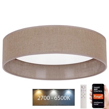 Brilagi - LED Stmievateľné stropné svietidlo VELVET SMART LED/24W/230V pr. 45 cm 2700-6500K Wi-Fi Tuya hnedá + diaľkové ovládanie