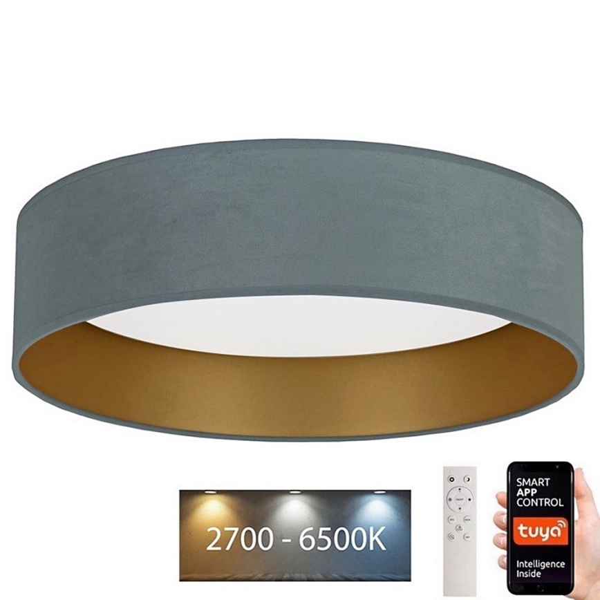 Brilagi - LED Stmievateľné stropné svietidlo VELVET SMART LED/24W/230V pr. 45 cm 2700-6500K Wi-Fi Tuya mintová/zlatá + diaľkové ovládanie