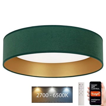 Brilagi - LED Stmievateľné stropné svietidlo VELVET SMART LED/24W/230V pr. 45 cm 2700-6500K Wi-Fi Tuya zelená/zlatá + diaľkové ovládanie