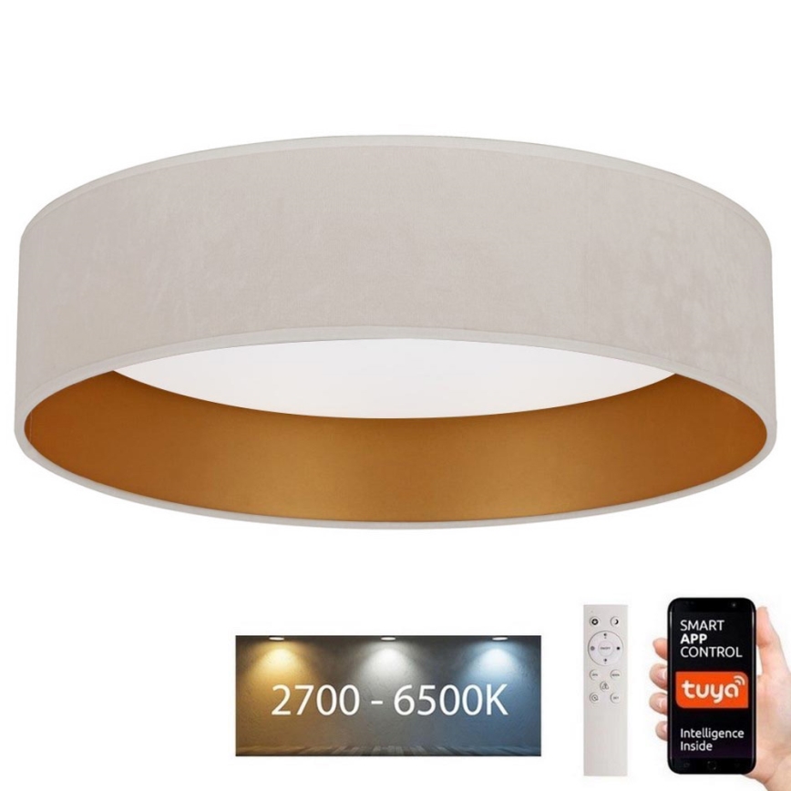 Brilagi - LED Stmievateľné stropné svietidlo VELVET SMART LED/36W/230V pr. 55 cm 2700-6500K Wi-Fi Tuya krémová/zlatá + diaľkové ovládanie