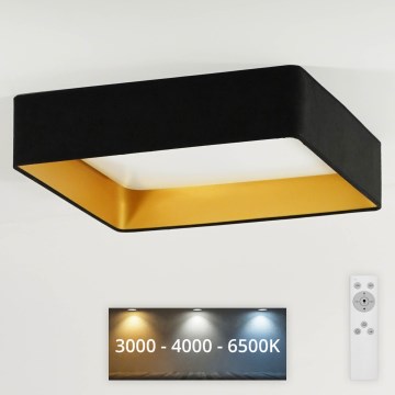 Brilagi - LED Stmievateľné stropné svietidlo VELVET SQUARE LED/24W/230V 3000/4000/6500K + diaľkové ovládanie čierna