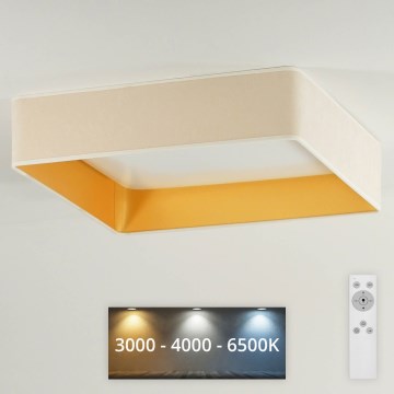 Brilagi - LED Stmievateľné stropné svietidlo VELVET SQUARE LED/24W/230V 3000/4000/6500K + diaľkové ovládanie krémová