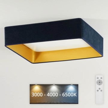 Brilagi - LED Stmievateľné stropné svietidlo VELVET SQUARE LED/24W/230V 3000/4000/6500K + diaľkové ovládanie tmavomodrá