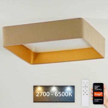 Brilagi - LED Stmievateľné stropné svietidlo VELVET SQUARE SMART LED/36W/230V 2700-6500K Wi-Fi Tuya + diaľkové ovládanie béžová