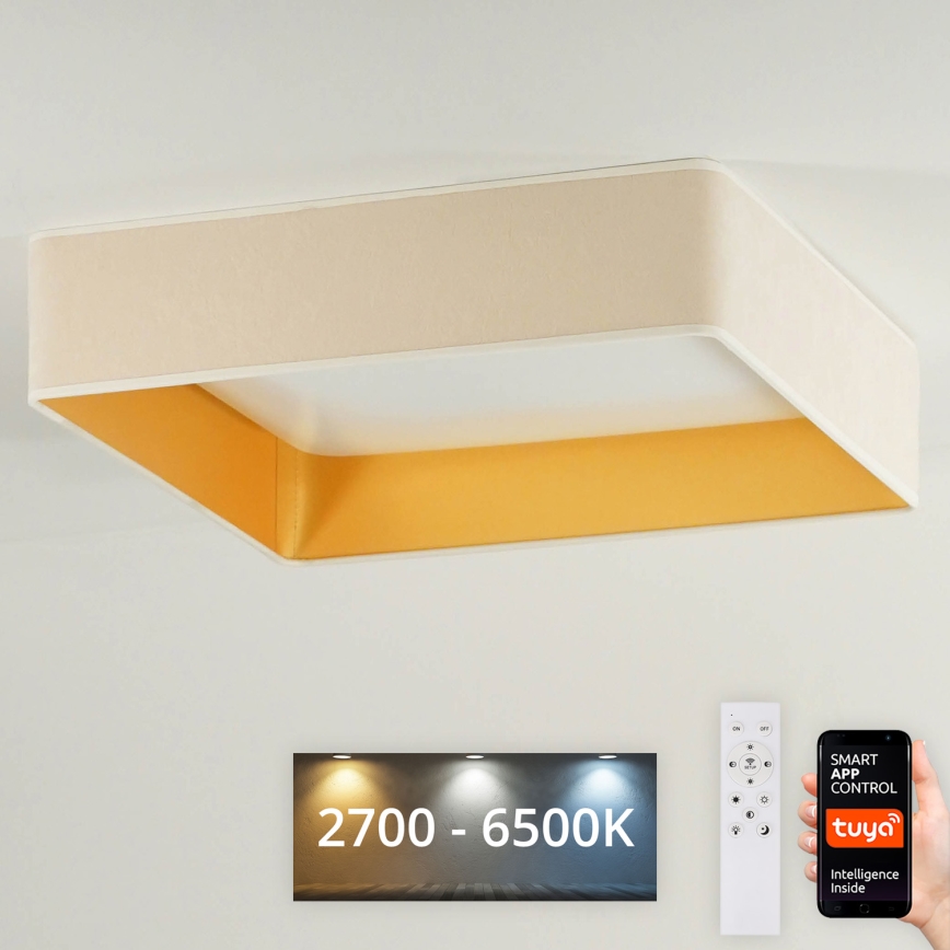 Brilagi - LED Stmievateľné stropné svietidlo VELVET SQUARE SMART LED/36W/230V 2700-6500K Wi-Fi Tuya + diaľkové ovládanie krémová