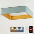 Brilagi - LED Stmievateľné stropné svietidlo VELVET SQUARE SMART LED/36W/230V 2700-6500K Wi-Fi Tuya + diaľkové ovládanie mintová