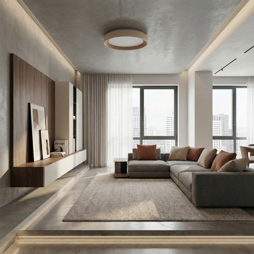 Brilagi - LED stmievateľné stropné svietidlo WALDO LED/48W/230V 3000-6500K pr. 40 cm béžová/zlatá + diaľkové ovládanie