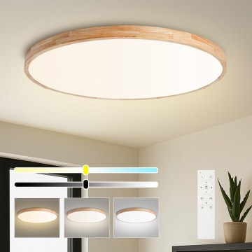 BRILAGI - LED stmievateľné stropné svietidlo WOODLINE LED/128W/230V 3000-6000K dub pr. 100 cm + diaľkové ovládanie
