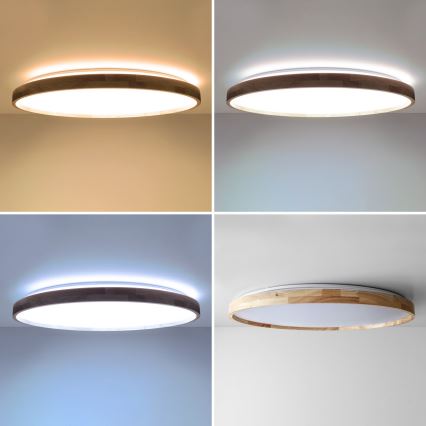 Brilagi - LED stmievateľné stropné svietidlo ALSON LED/72W/230V 3000-6500K dub, priemer 78 cm + diaľkové ovládanie