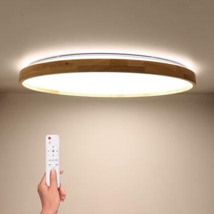 Brilagi - LED stmievateľné stropné svietidlo ALSON LED/72W/230V 3000-6500K dub, priemer 78 cm + diaľkové ovládanie