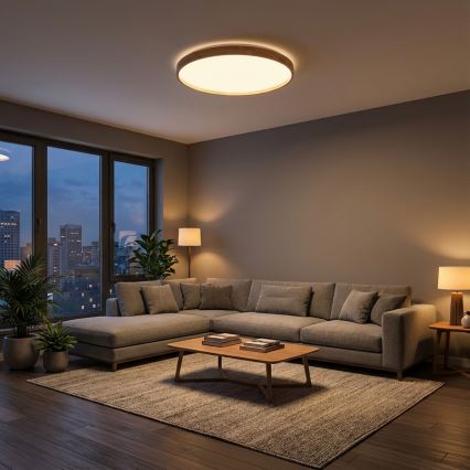 Brilagi - LED stmievateľné stropné svietidlo ALSON LED/72W/230V 3000-6500K dub, priemer 78 cm + diaľkové ovládanie