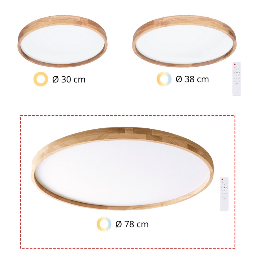 Brilagi - LED stmievateľné stropné svietidlo ALSON LED/72W/230V 3000-6500K dub, priemer 78 cm + diaľkové ovládanie