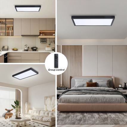 Brilagi - LED Stmievateľné kúpeľňové stropné svietidlo FRAME SMART LED/30W/230V 30x60 cm 3000-6000K IP44 čierna + diaľkové ovládanie