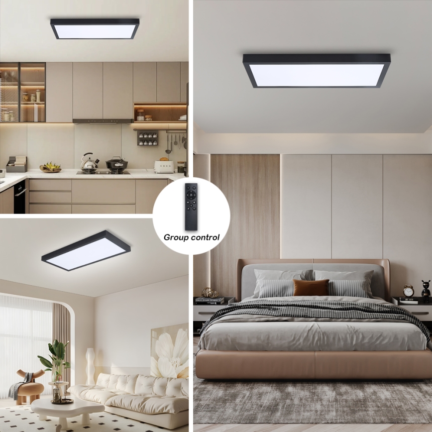 Brilagi - LED Stmievateľné kúpeľňové stropné svietidlo FRAME SMART LED/30W/230V 30x60 cm 3000-6000K IP44 čierna + diaľkové ovládanie