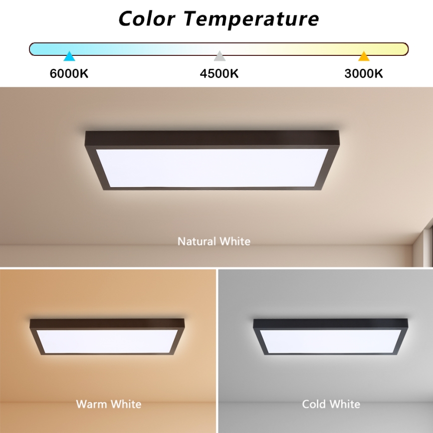 Brilagi - LED Stmievateľné kúpeľňové stropné svietidlo FRAME SMART LED/30W/230V 30x60 cm 3000-6000K IP44 čierna + diaľkové ovládanie