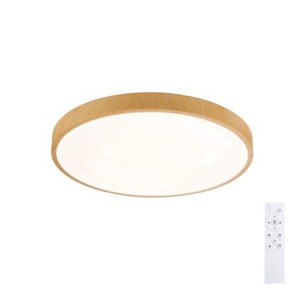 Brilagi - LED Stmievateľné stropné svietidlo GLASS POOL DOUBLE LED/48W/230V 3000-6000K 40 cm dekor dreva + diaľkové ovládanie