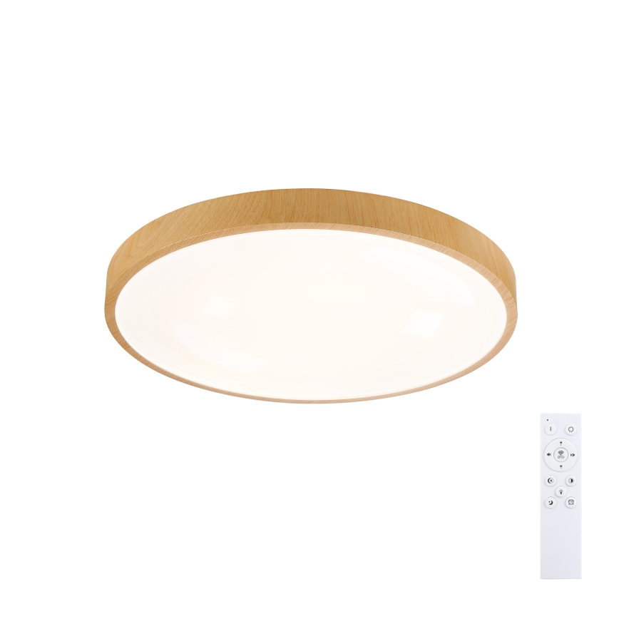 Brilagi - LED Stmievateľné stropné svietidlo GLASS POOL DOUBLE LED/48W/230V 3000-6000K 40 cm dekor dreva + diaľkové ovládanie