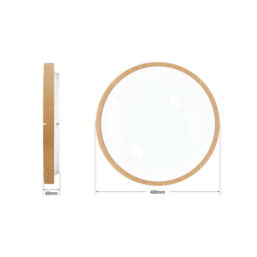 Brilagi - LED Stmievateľné stropné svietidlo GLASS POOL DOUBLE LED/48W/230V 3000-6000K 40 cm dekor dreva + diaľkové ovládanie