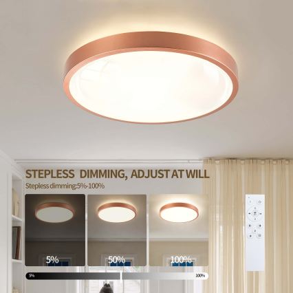 BRILAGI - LED stmievateľné stropné svietidlo GLASS POOL DOUBLE LED/48W/230V pr. 40 cm medené + diaľkové ovládanie