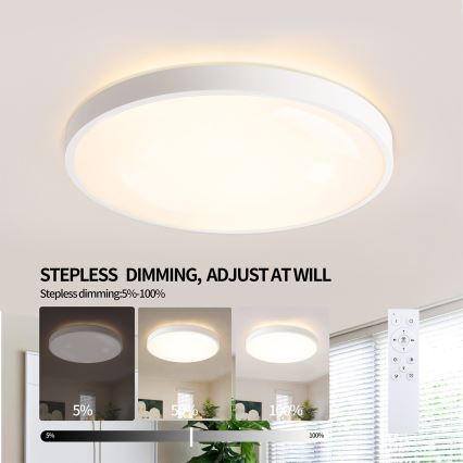 Brilagi - LED stmievateľné stropné svietidlo GLASS POOL DOUBLE LED/60W/230V 3000-6000K 50 cm biela + diaľkové ovládanie