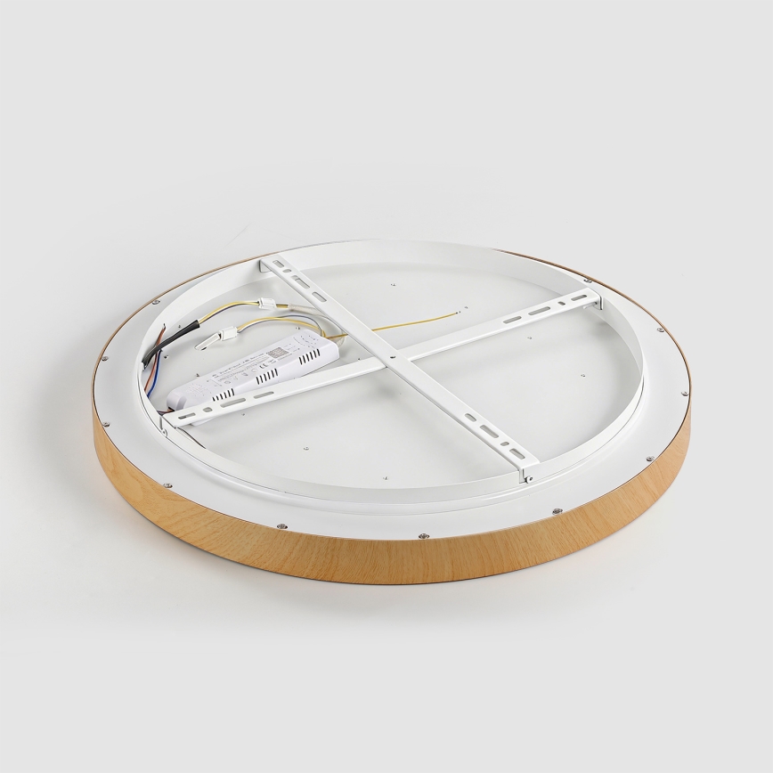 Brilagi - LED stmievateľné stropné svietidlo GLASS POOL DOUBLE LED/80W/230V 3000-6000K 60 cm, drevený dekor + diaľkové ovládanie