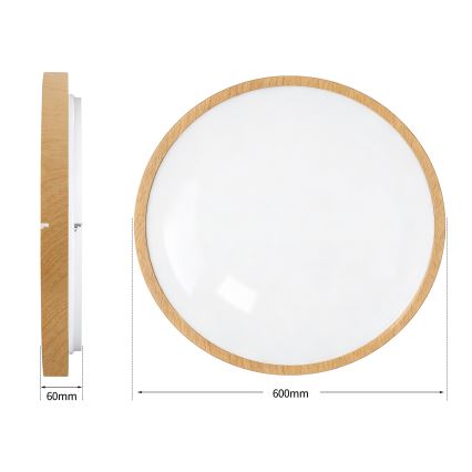 Brilagi - LED stmievateľné stropné svietidlo GLASS POOL DOUBLE LED/80W/230V 3000-6000K 60 cm, drevený dekor + diaľkové ovládanie